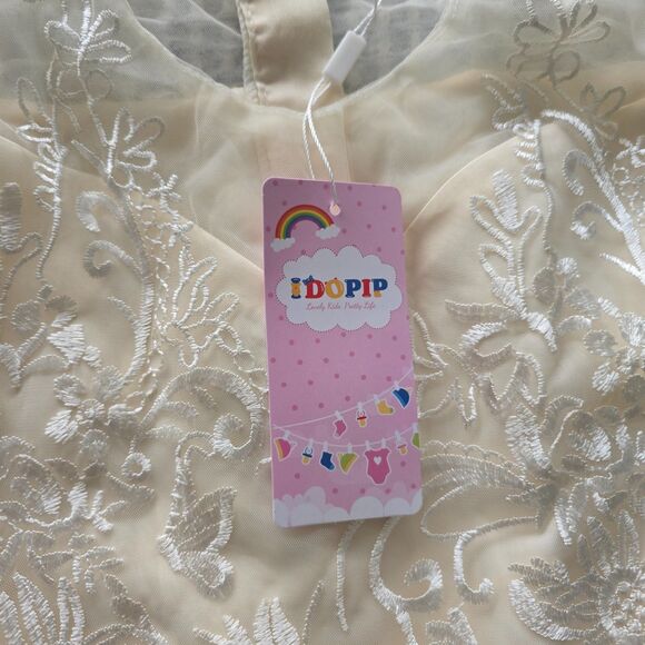 IDOPIP Girls Ivory Embroidered Tulle Dress Size 170 XXS Polyester/Viscose Floral - Picture 6 of 15